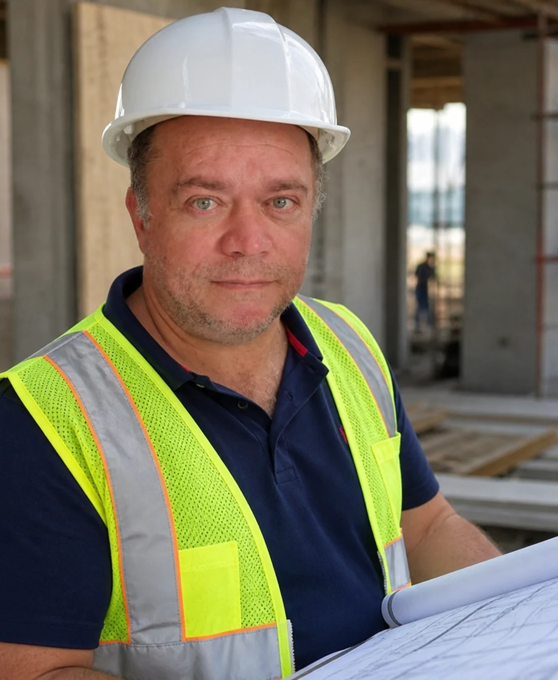 Engenheiro civil em obra de reforma predial em condomínio